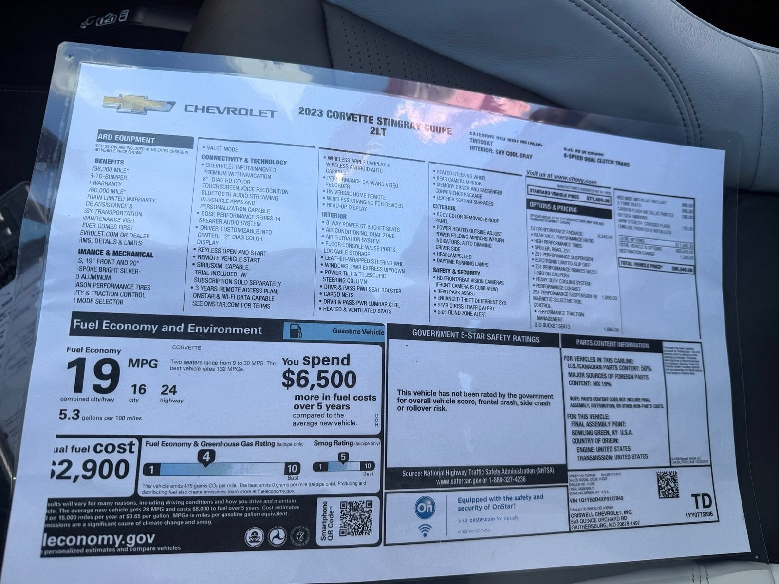 2023 Chevrolet Corvette Stingray 2LT