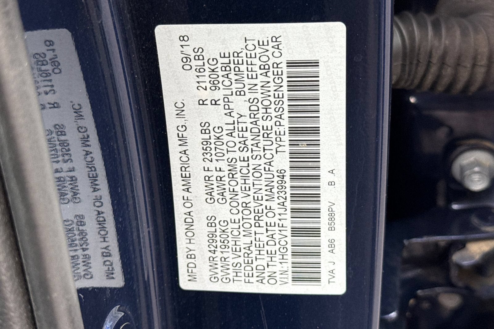 2018 Honda Accord Sedan LX 1.5T