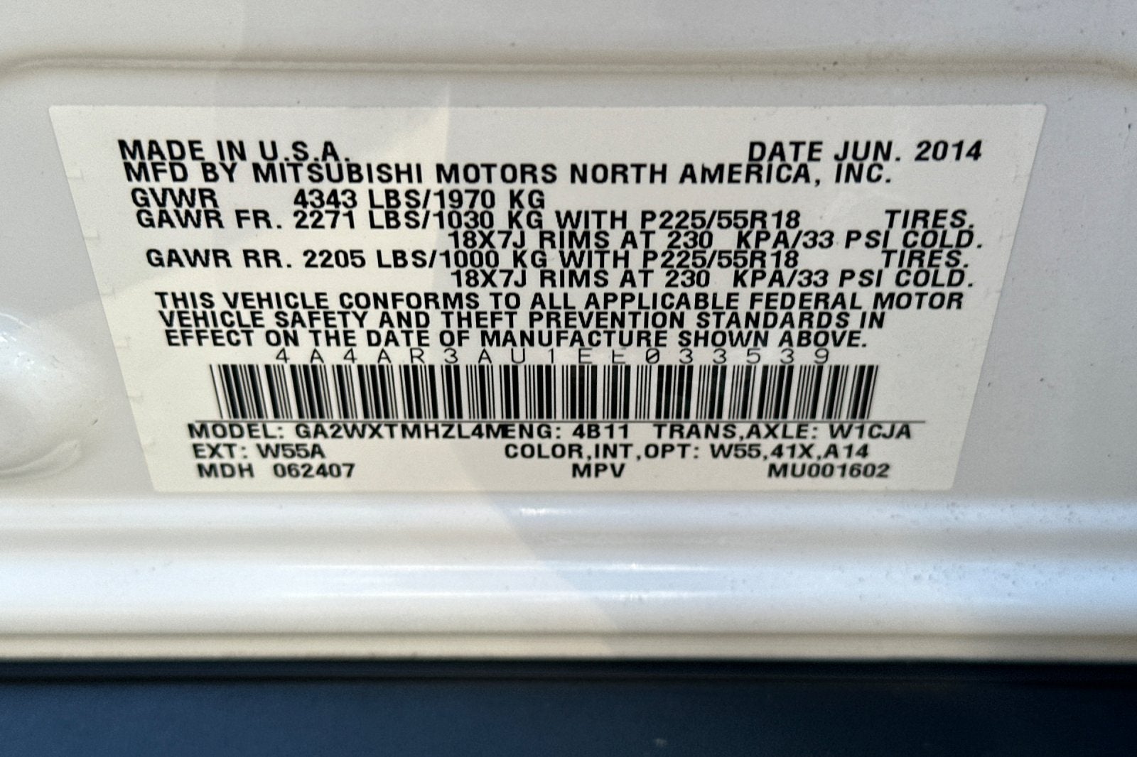 2014 Mitsubishi Outlander Sport ES